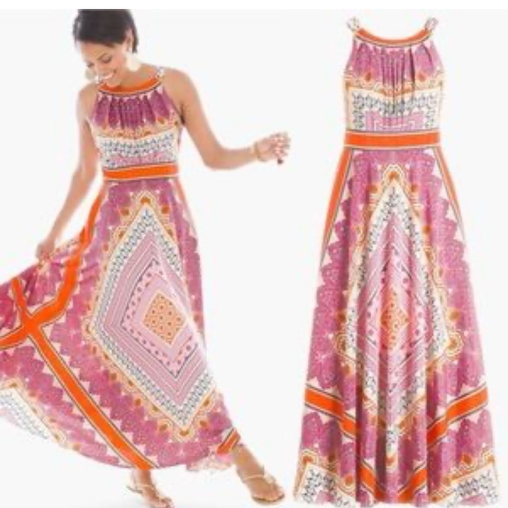 Eliza J halter neck purple orange handkerchief dress